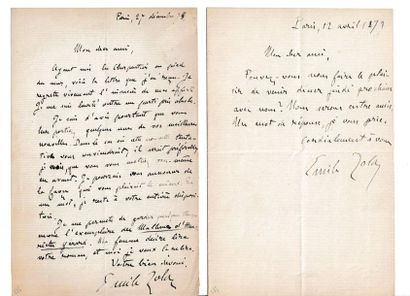 null 51- ZOLA (Émile) écrivain français (1840-1902). 2 documents. 

2 L.A.S. à [Edmond...