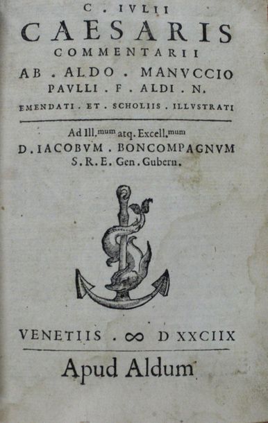null /28 - CESAR. Caesaris Commentarii... 

Venise, Alde, 1588, in-8, demi-reliure...