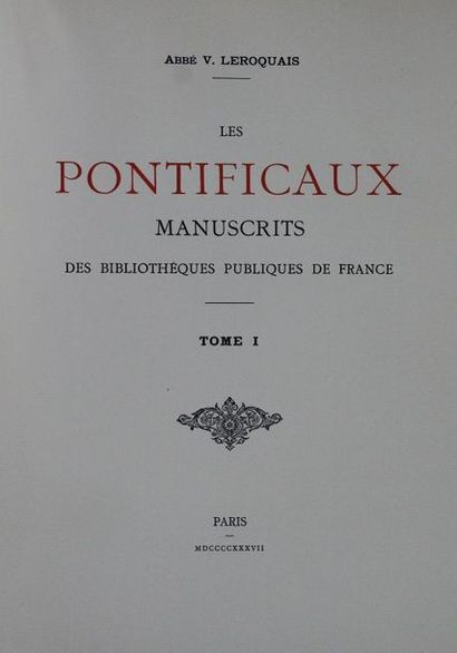 null /30 - LEROQUAIS. Les Pontificaux Manuscrits des Bibliothèque Publiques de France....