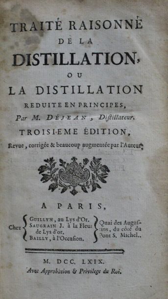 null Lot de 24 volumes reliés. 

a) Dejean. Traité de la distillation. 1769, in-12,...