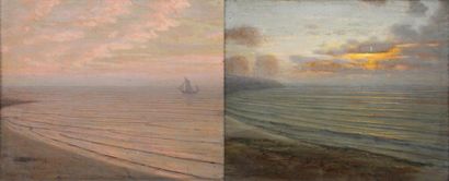 null Attribué à Alexander HARRISON (1853-1930)

Bords de mer dont l'un avec bateau...