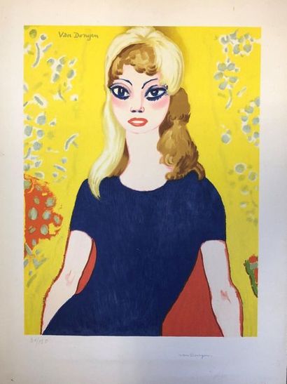 null Kees VAN DONGEN (1877 - 1968) 

Brigitte Bardot. 

Lithographie en couleurs...