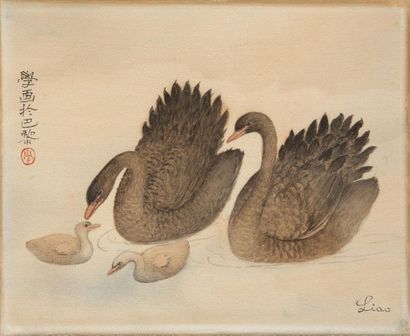null Liao XINXUE (1900-1958)

Cygnes

Encre et couleurs sur toile 

Signée en bas...