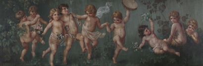 null ECOLE DU DEBUT DU XXème Siècle

Frise de putti jouant

Huile sur toile

Signée...