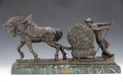 null Edouard DROUOT (1859-1945)

Le carrier et cheval tirant un bloc de marbre

BRONZE...