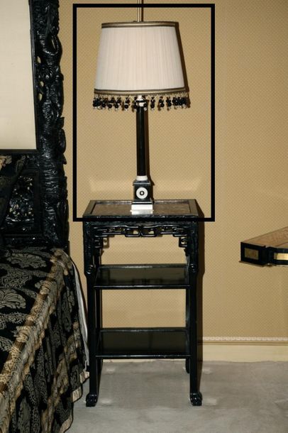 null PAIR OF COLUMN LAMPS 

Neoclassical Style

Blackened wood and ivory on gilded...