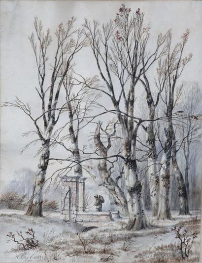 null Hendrick Gerrit TEN CATE (1803-1856)

Promeneur dans un sous-bois 

CRAYON,...