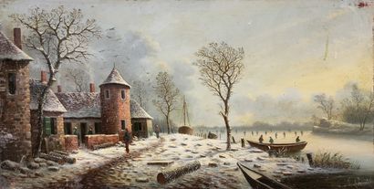 null A.L. LENOIR (XIXème Siècle)

Bord de rivière et maisons sous la neige

HUILE...