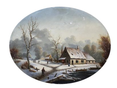 null A. LENOIR (XIXème Siècle)

Paysage d'hiver animé 1856

HUILE SUR PANNEAU OVALE

Signée...
