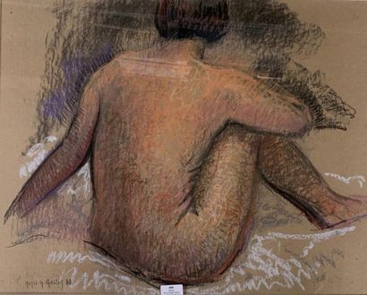 Henri-André MARTIN (1918-2004) Nu assis - 1988 Pastel sur papier teinté Signé et...