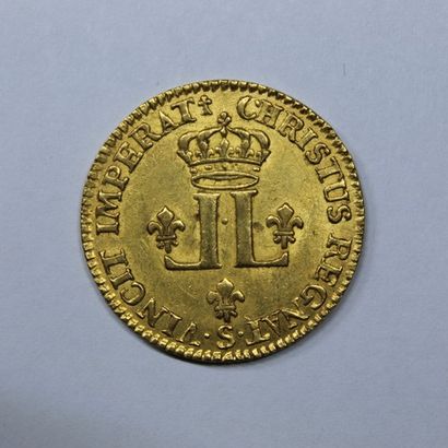 null LOUIS XV (1715-1774). Louis aux 2 L. Reims. 1722. (Dr. 538, Dy 1664). Gold....