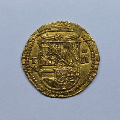 null SPAIN. PHILIPPE II (1556-1598). 2 escudos. Toledo. (Calico 865 t. 267). Gold....