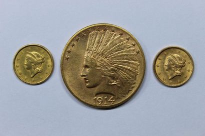 null UNITED STATES. $10. 1914. (Fr. 167). Dollar (2). 1850, 1853. (Fr. 84). Gold....