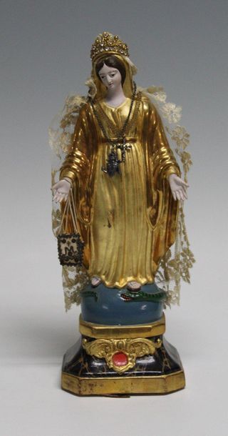 null RELIGIOUS SANTIBELLI - VIRGIN WITH MANTLE 
Provence - XIXth Century 
Boiled...
