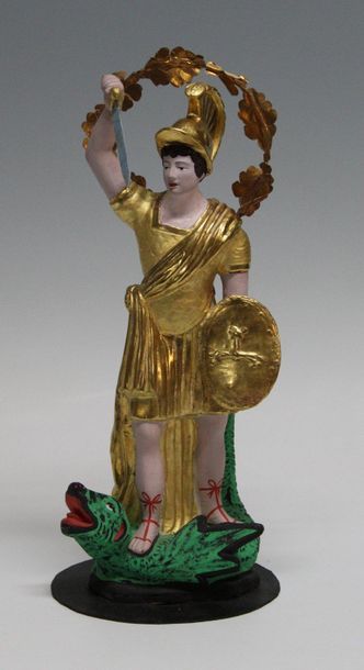 null RELIGIOUS SANTIBELLI - ST. ANGELS
Provence - XIXth Century 
Gold and polychrome...