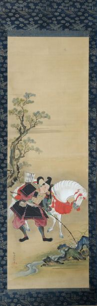 null JAPAN, 19th Century

Colourful Kakemono on silk representing a samurai drinking...