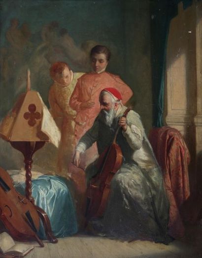 null FRENCH SCHOOL from the end of the 19th century

The music lesson, study

Oil...