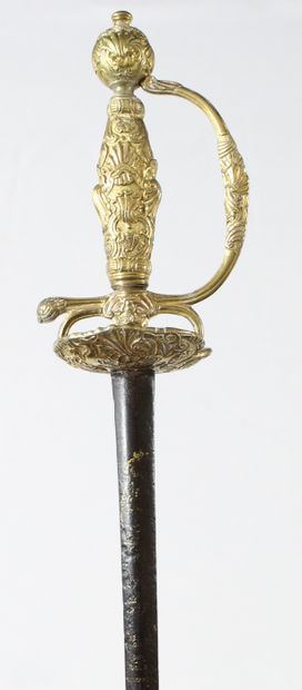 null COURT SWORD. 

Chased and gilded brass mounting. Guard with a branch, donkey...