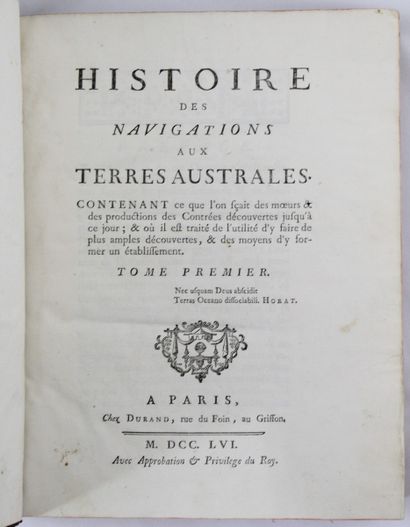 null BROSSES (Charles de). Histoire des navigations aux terres australes. Paris,...