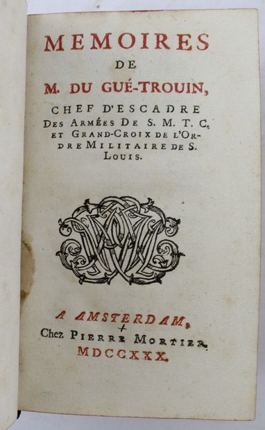 null DUGUAY-TROUIN (René). Mémoires de M. du Gué-Trouin. Amsterdam, Pierre Mortier,...