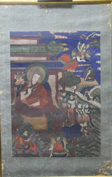 null TIBET Fin du XIXème Siècle 

THANKGA en couleurs sur toile représentant Gayadhara...