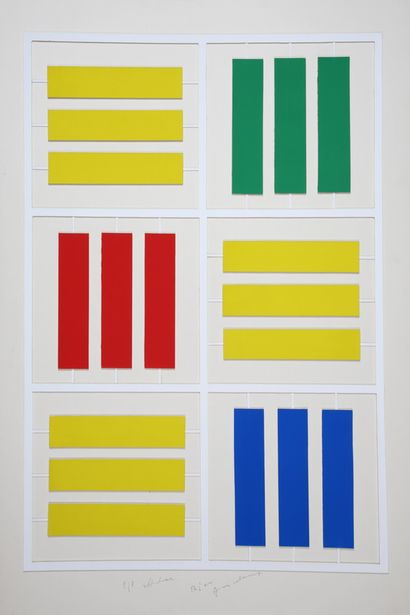 null Albert CHUBAC (1925-2008) 

Composition 4 couleurs 

Collages sur carton fort

Edition...