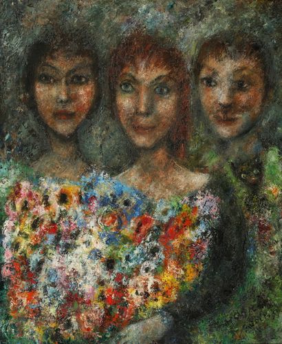 null Edouard GOERG (1893-1969) 

Trois visages et un bouquet 

Huile sur toile

Signée...