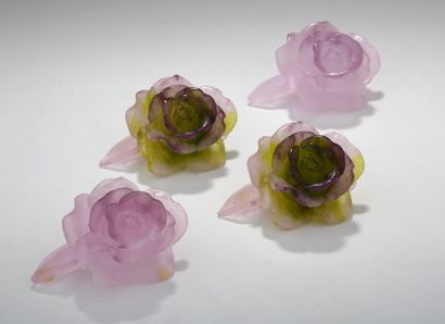null DAUM FRANCE - MODELE ROSE - 6 STATUETTES de bouton de roses à usage de surtout...
