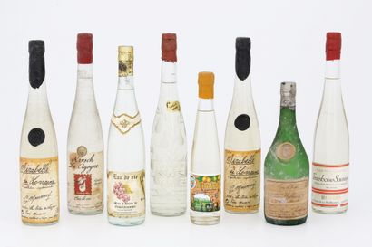 null LOT of 8 bottles of EAUX DE VIE BLANCHES including

- 1 Bottle Wild Raspberry...