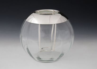 null SAINT HILAIRE - SEAU A CHAMPGANE boule facettée transformable en vase en verre...