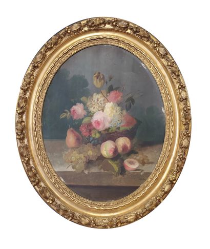 null Jules Edouard DIART (1840-1890) 

Nature morte aux fleurs, fruits et vase de...