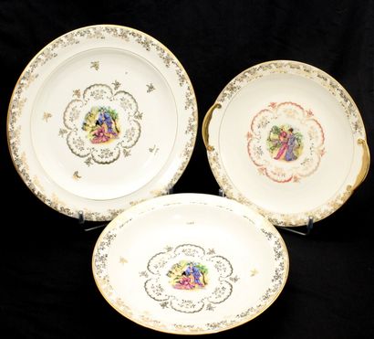 null JW LIMOGES - PARTIE DE SERVICE DE TABLE ET A POISSON 90 PIECES Circa 1960 en...