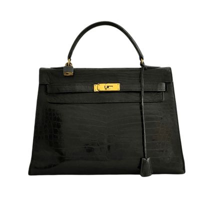 null HERMES Paris circa 1960 - SAC "KELLY SELLIER" 33cm en crocodile noir, attaches...