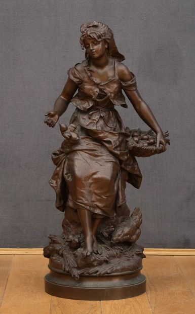 null Mathurin MOREAU (1822-1912)

Jeune femme au poussin

BRONZE à patine marron

Signé...