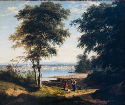 null Philip HUTCHIUS ROGERS (Circa 1786/1794-1853)

Bord de lac animé 1823

TOILE

Signée...