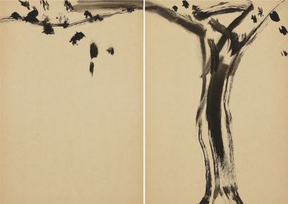 null 
T'ANG Haywen (1927-1991)


Untitled, c.1975, ink on Tako board, diptych.




29,7...