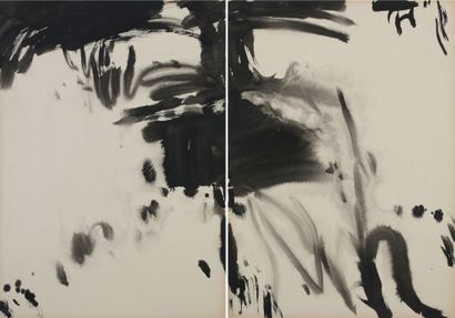 null 
T'ANG Haywen (1927-1991)




Sans titre, c.1970, encre sur carton Kyro, diptyque




70...