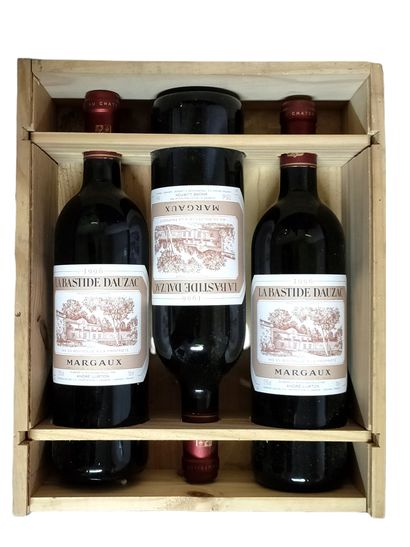 null 3 bouteilles CHATEAU La BASTIDE DAUZAC BORDEAUX Margaux 

1996

Coffret boi...