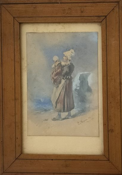 null Charles HOGUET (1821-1870)

Jeune femme avec enfant en bord de mer - Dieppe,...