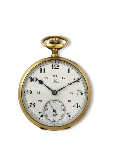 OMEGA POCKET WATCH Circa 1900 with yellow...