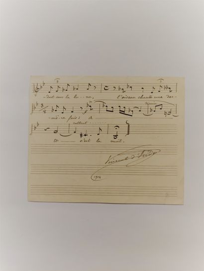 null INDY (Vincent d ) (1851-1931) 

Manuscrit musical autographe signé, La voix...