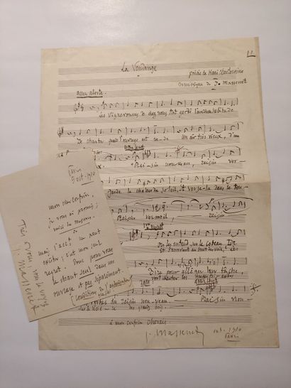 null MASSENET (Jules) (1842-1912). 2 documents. 

Manuscrit musical autographe signé...