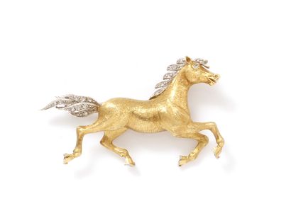 null FRED

Ravissante broche 2 tons d'or 750 millièmes, stylisant un cheval au galop,...