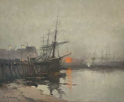 null Eugène GALIEN-LALOUE (1854-1941)


Bateaux à quai au soleil couchant


Huile...