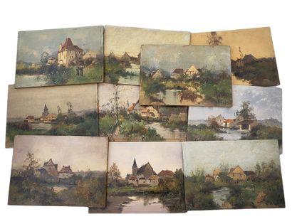 null 
Eugène GALIEN-LALOUE (1854-1941)






Vues de villages et propriétés au bord...