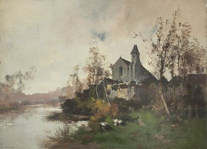null Eugène GALIEN-LALOUE (1854-1941)


Village au bord de l'eau


Huile sur toile


Signée...