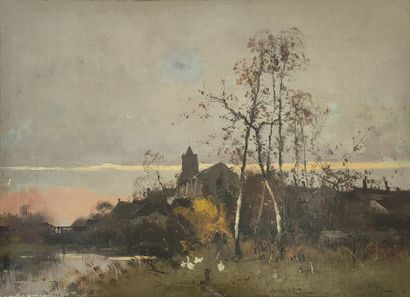 Eugène GALIEN-LALOUE (1854-1941) 
Village...