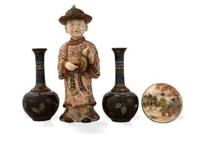 null JAPAN MEIJI period (1868-1912)

Satsuma ceramic CYMBAL SUBJECT with polychrome...