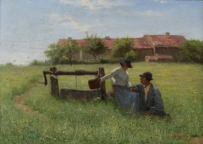 null Jean Ferdinand MONCHABLON (1855-1904)

Les Amoureaux près du puits

HUILE SUR...