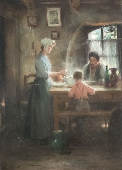 null Adrien Henri TANOUX (1865-1923)

Le repas des paysans 1908

HUILE SUR TOILE

Signée...